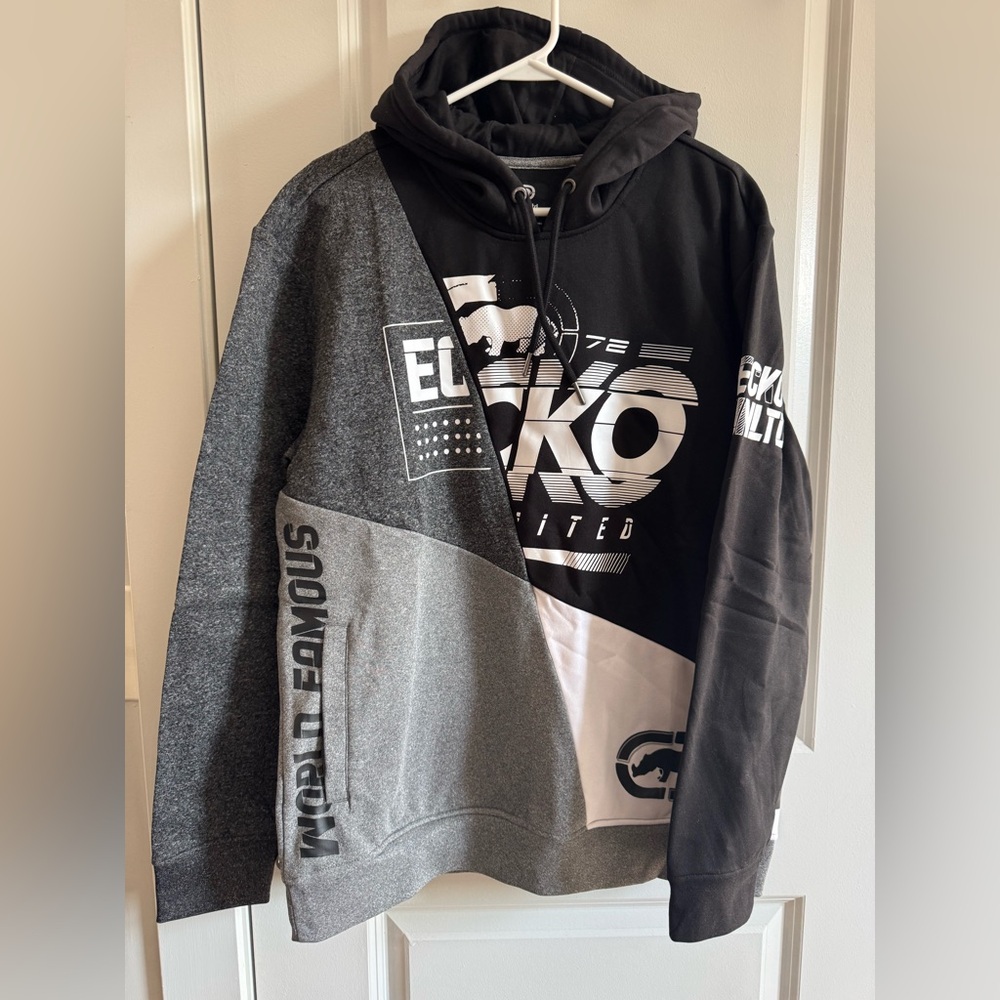 Men’s Large Ecko Unlimited Black and Gray Hoodie NWOT
